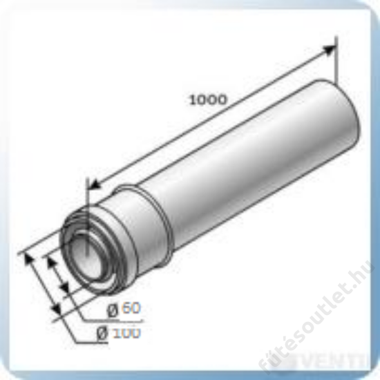 Saunier Duval 60/100 függőleges hosszabbító cső 1 m (085091) 
